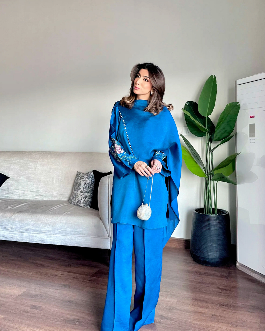 Blue Drape Duppatta Style Ensemble
