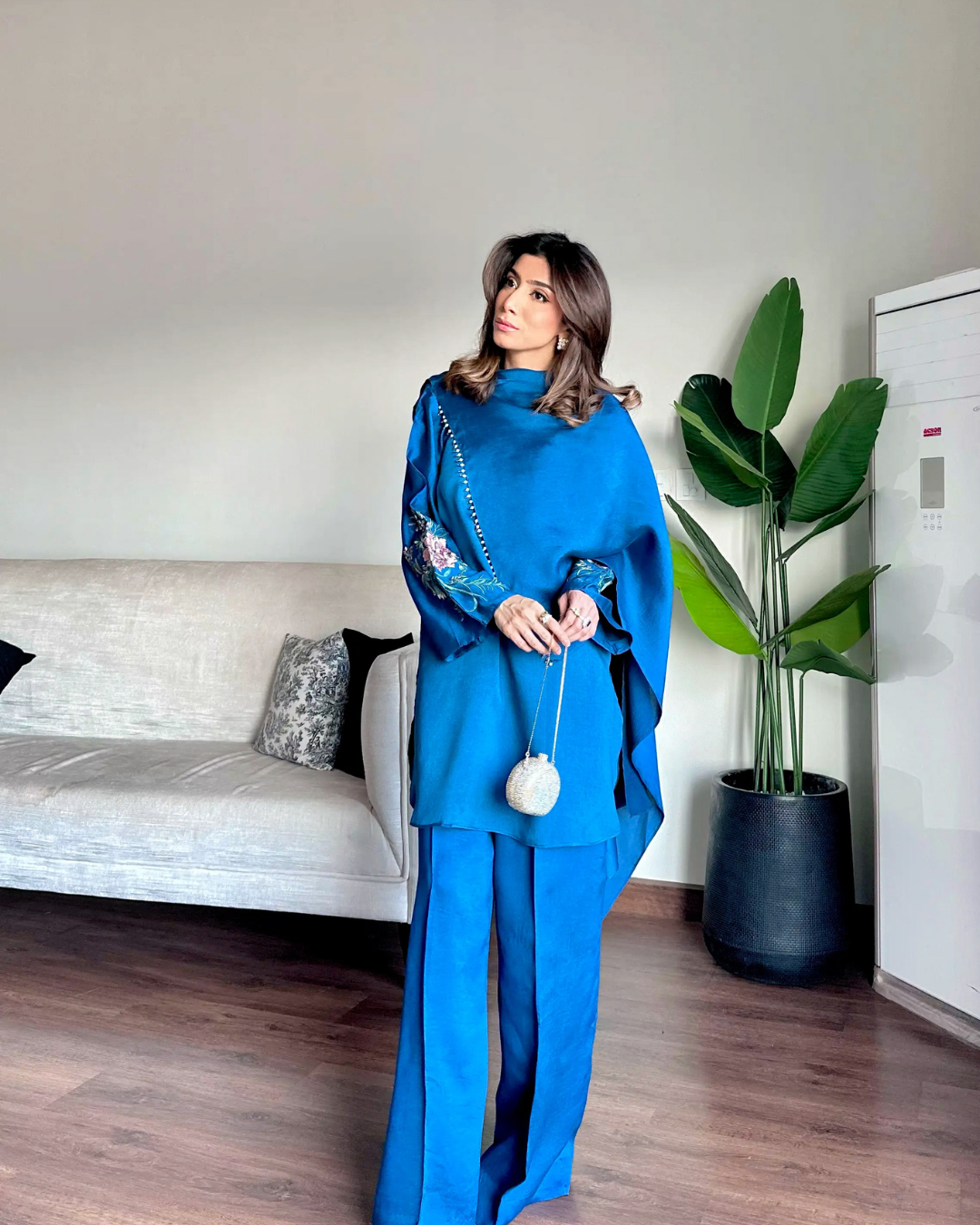 Blue Drape Duppatta Style Ensemble