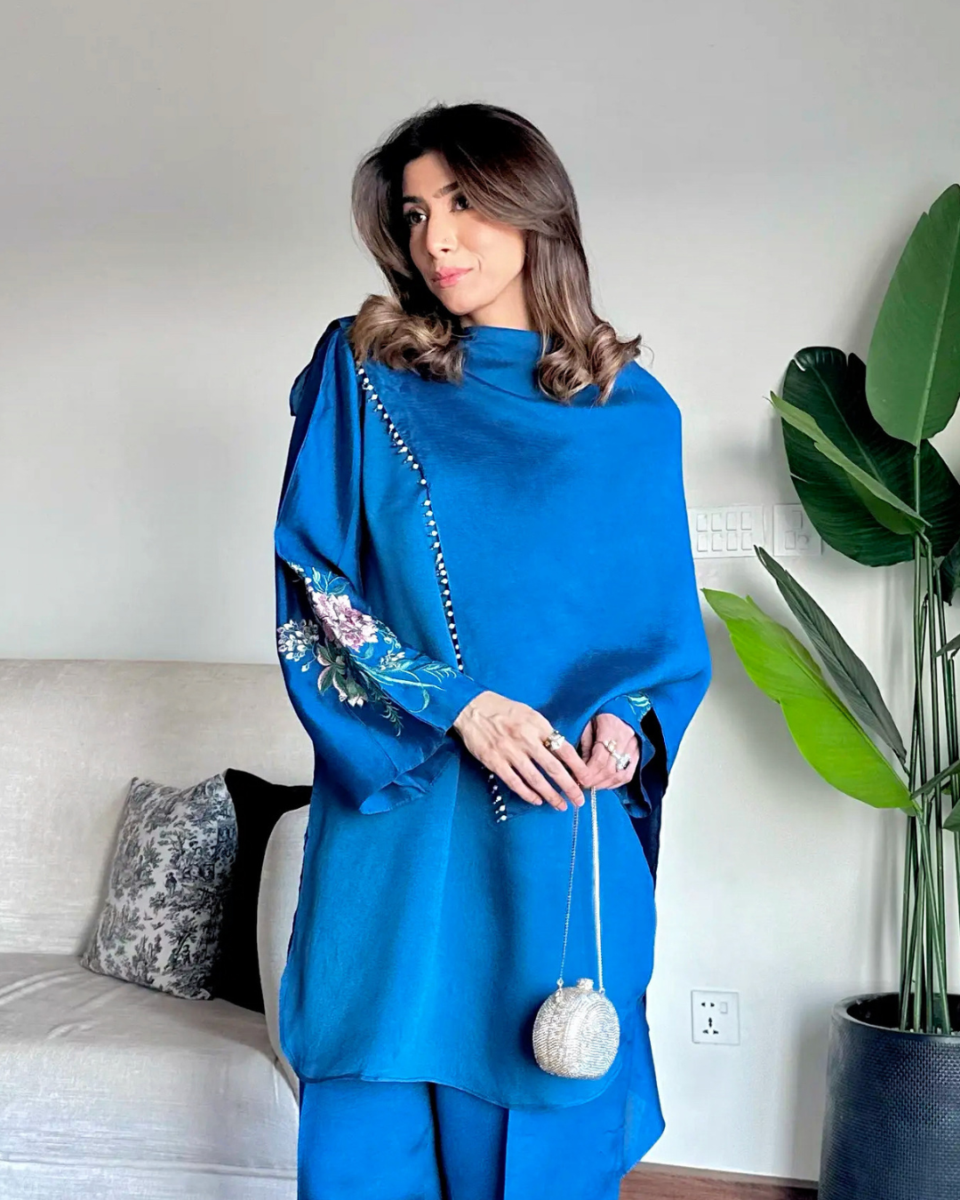 Blue Drape Duppatta Style Ensemble