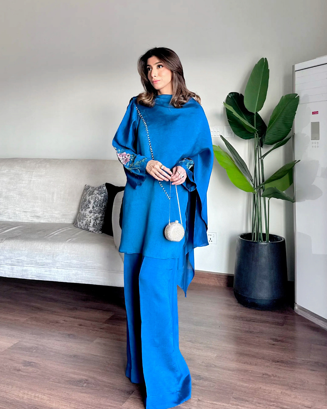 Blue Drape Duppatta Style Ensemble