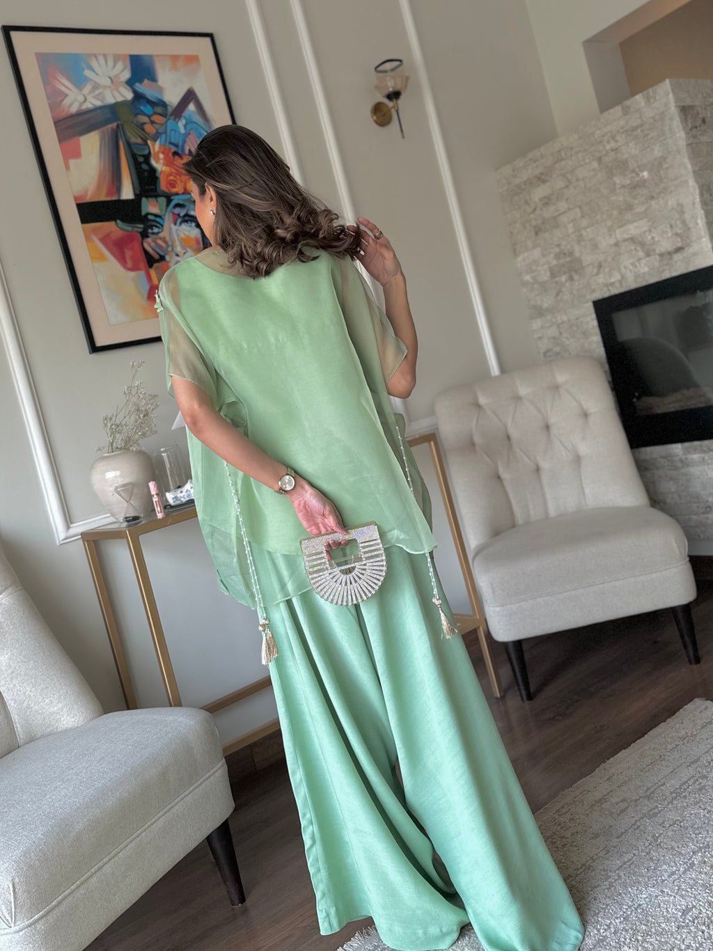 Parrot Green Cape Ensemble