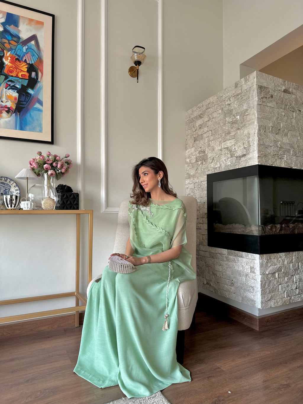 Parrot Green Cape Ensemble