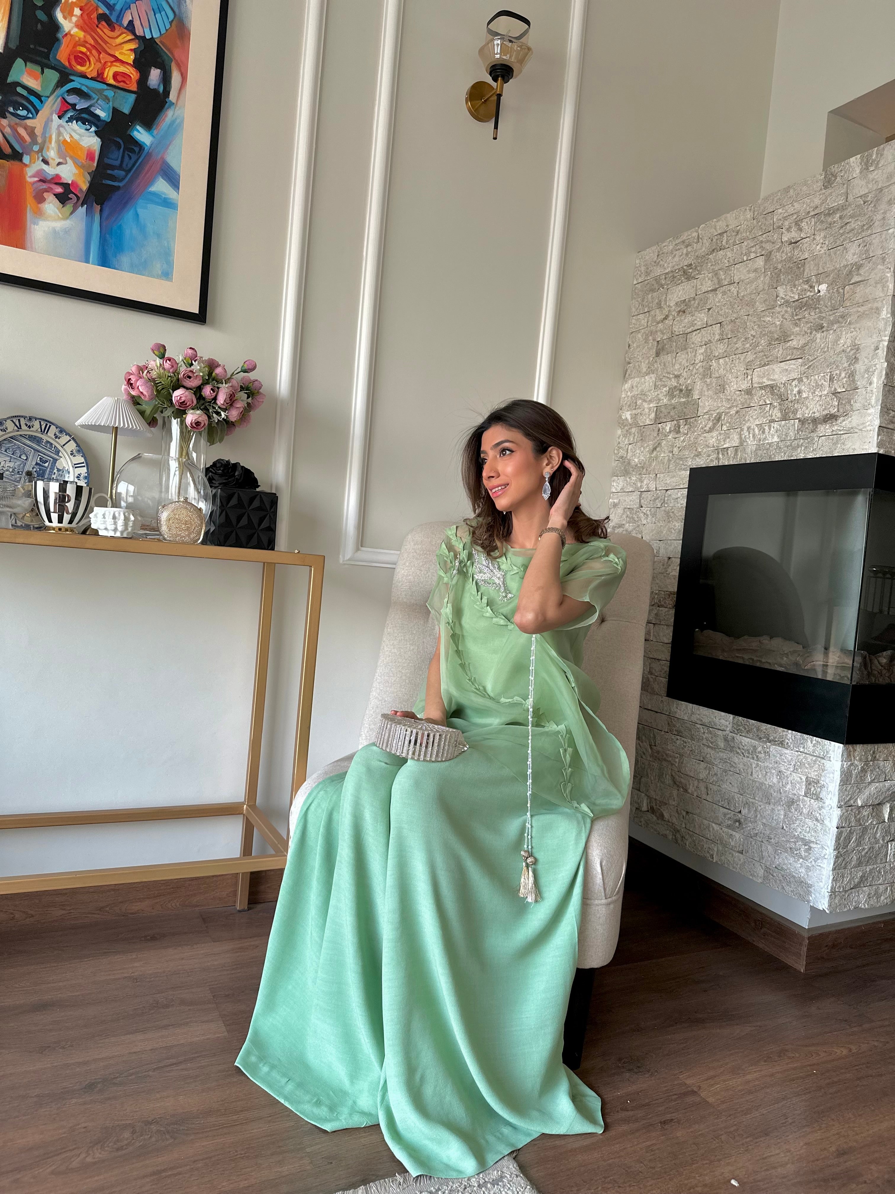 Parrot Green Cape Ensemble