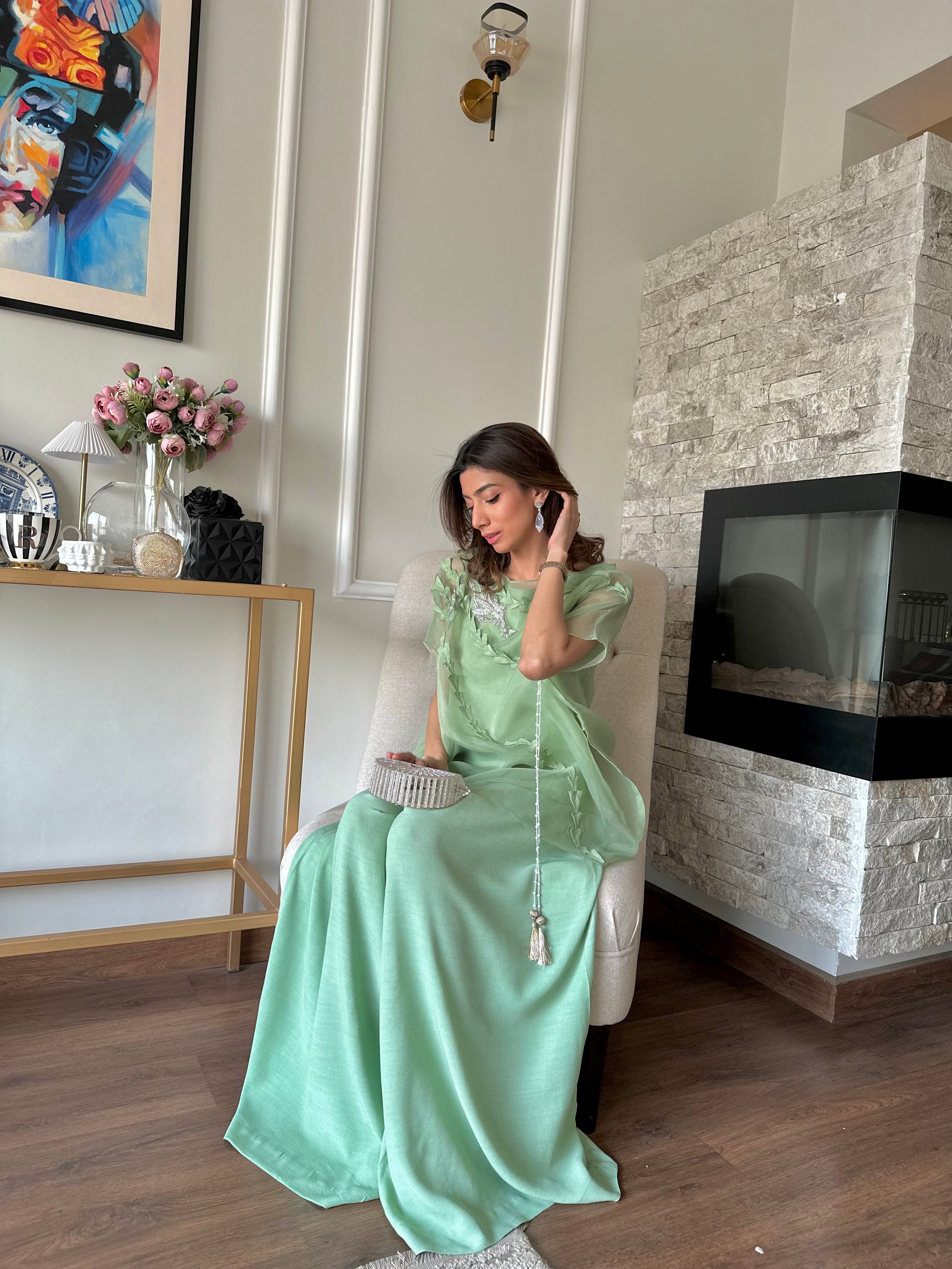 Parrot Green Cape Ensemble