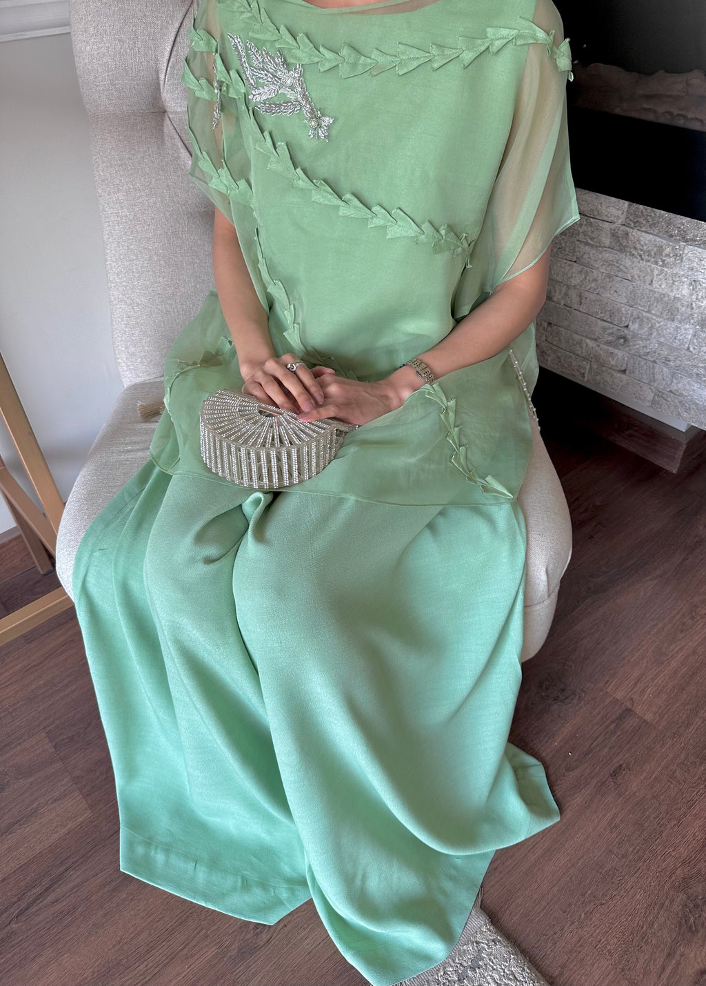 Parrot Green Cape Ensemble